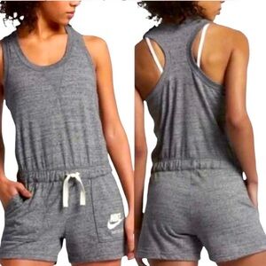 Nike women’s DARK GRAY racer back romper size M sporty comfy easy fun